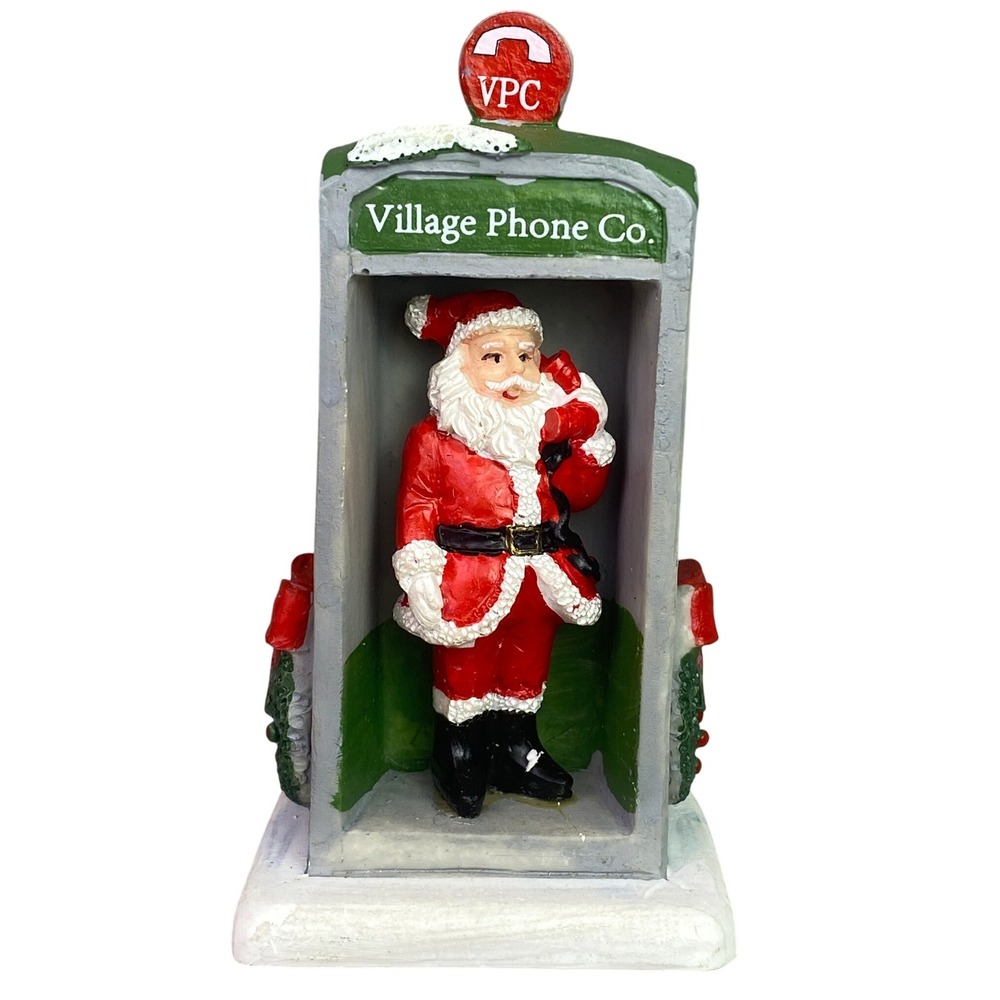 Phonebooth Santa‎ Figure Christmas Village Decor Accessory 4.5" Tall NIB